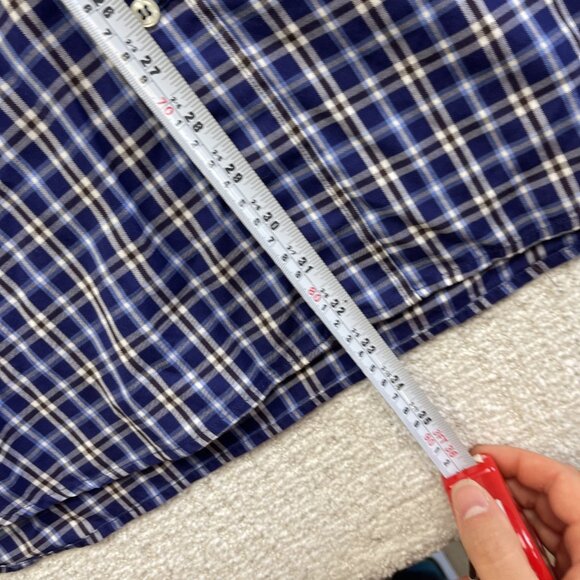 Paul & Shark Yachting Shirt Men Sz 44 Plaid Blue / Brown Short Sleeve Soft Touch - Picture 8 of 16